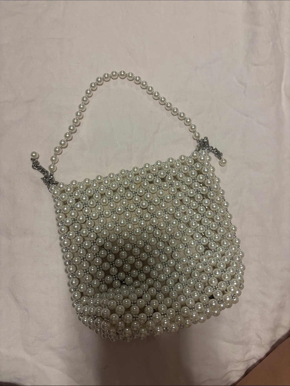 Zara Pearl Beaded Mini Bag - White